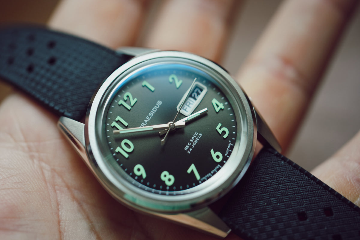 Montre Automatique Praesidus REC SPEC OG SUNRAY - Boîtier Acier 38 Mm, Bracelet Silicone Noir - Style Militaire