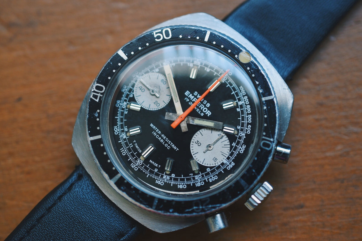 RARE* Swiss Emperor Diver Chrono Valjoux 7733 – The Time Teller Shop