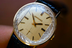 *RARE* NOS Longines Cal.370 Linen Dial w/ Prism cut crystal (10k Gold Filled)