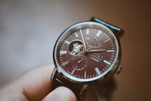 Load image into Gallery viewer, Knot Mechanical Open Heart 38mm – Burgundy Red Dial